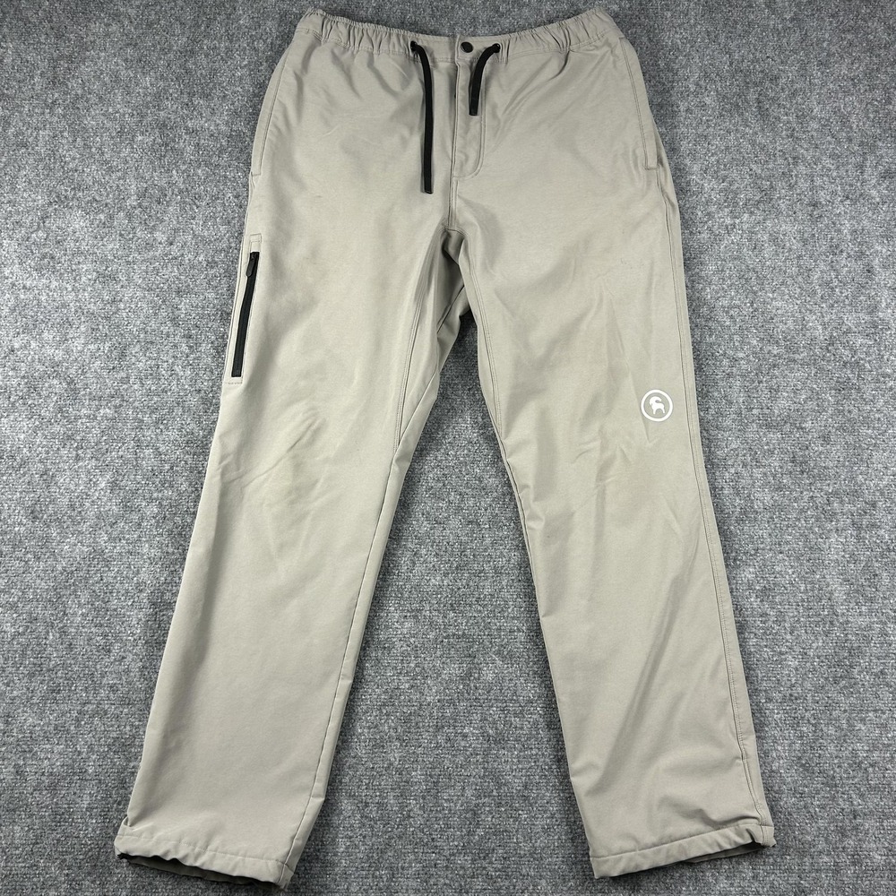 Backcountry Pants Mens Medium Beige Fleece Lined Softshell Hiking Zip Pockets